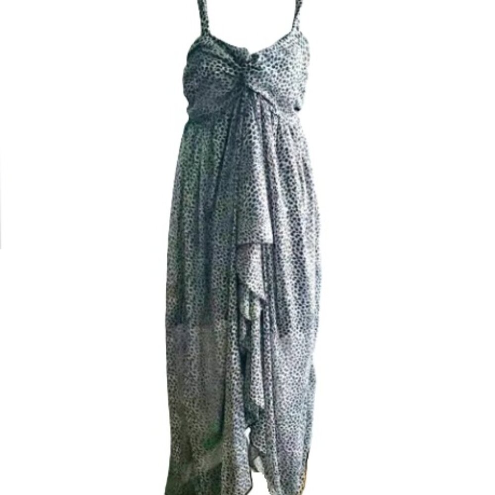Strappy Summer Maxi Dress Sheer Lined Leopard Print Flowy Drapey Comfy Plus Size